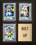 Los Angeles Chargers Bolt Up 2026 Fan Cave Plaque 8x10 3 Cards - Herbert, McConkey, Mack