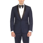 Men's Navy & Black Shawl Lapel Tuxedo – Slim Fit 2 Piece Suit | Ferrecci Reno