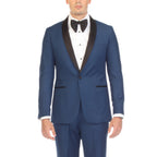 Men's Indigo Shawl Lapel Tuxedo – Slim Fit 2 Piece Suit | Ferrecci Reno