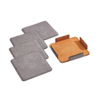 Set Of 4 Leatherette Coasters - Grey