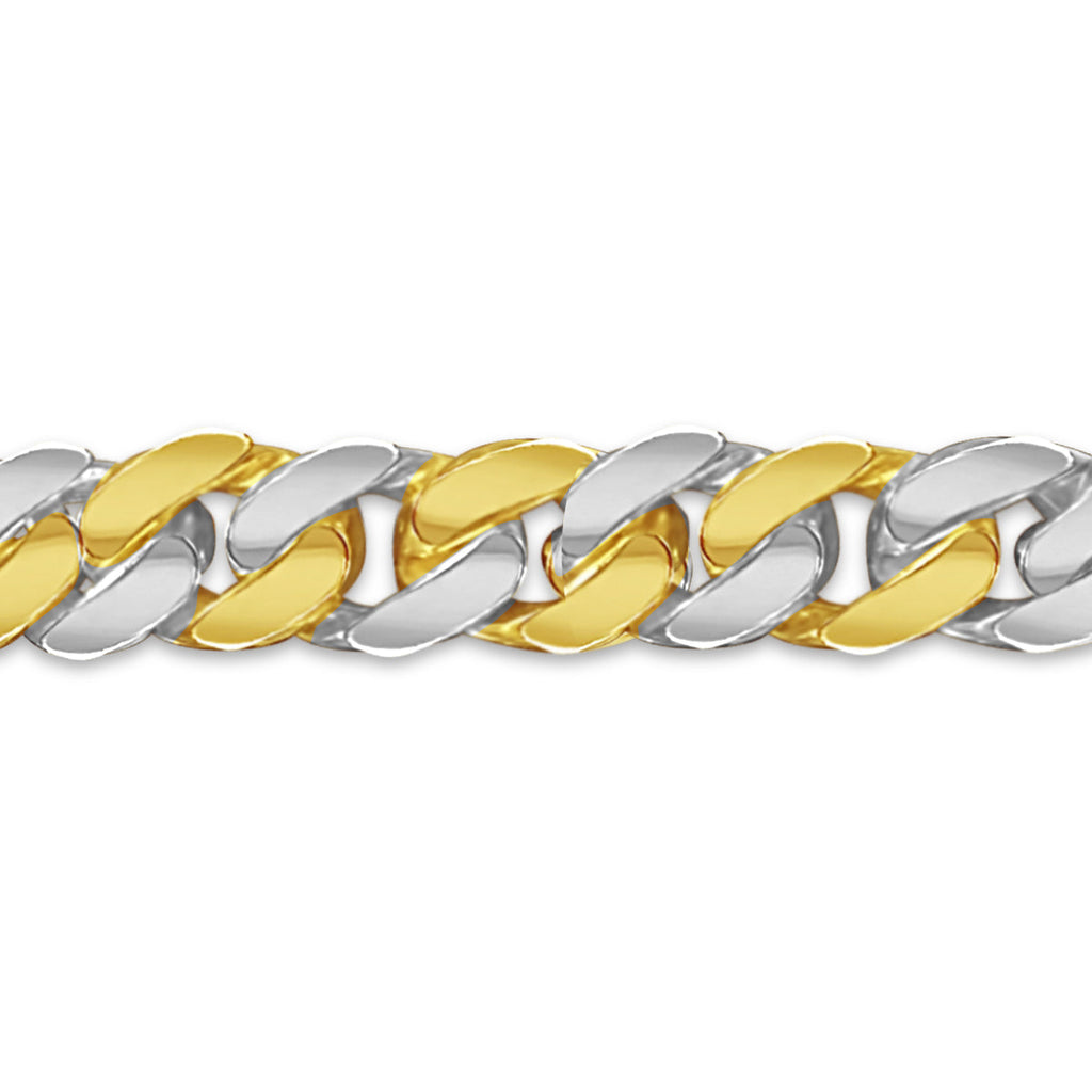 Curb Solid White/Yellow/Rose Gold Handmade Bracelet , 9mm, 6.5-10 Inch