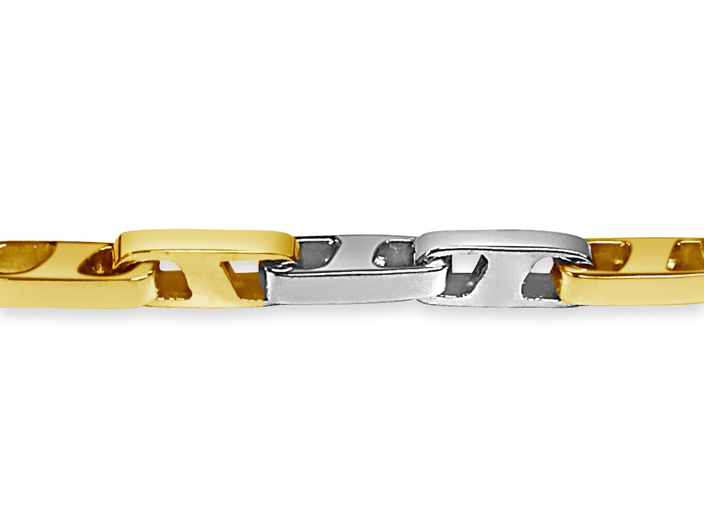 Buckle Solid White/Yellow/Rose Gold Handmade Bracelet , 5mm, 6.5-10 Inch
