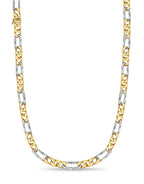 Figaro Solid White/Yellow/Rose Gold Handmade Necklace , 12mm, 16-30 Inch
