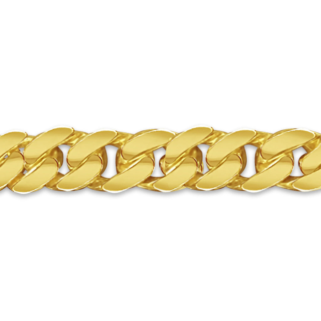 Curb Solid White/Yellow/Rose Gold Handmade Bracelet , 9mm, 6.5-10 Inch