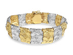 Nugget Solid White/Yellow/Rose Gold Handmade Bracelet , 17mm, 6.5-10 Inch