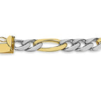 ID Figaro Solid White/Yellow/Rose Gold Handmade Bracelet , 9mm, 6.5-10 Inch