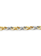 Fancy Rolo Solid White/Yellow/Rose Gold Handmade Bracelet , 7mm, 6.5-10 Inch