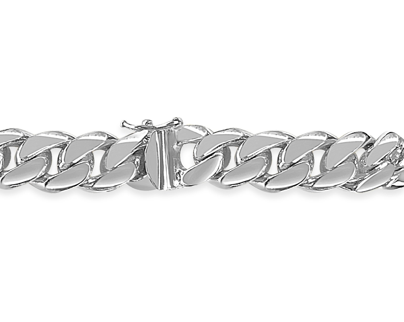Curb Solid White/Yellow/Rose Gold Handmade Bracelet , 11mm, 6.5-10 Inch