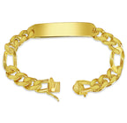ID Figaro Solid White/Yellow/Rose Gold Handmade Bracelet , 12mm, 6.5-10 Inch