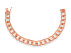 Curb Solid White/Yellow/Rose Gold Handmade Bracelet , 11mm, 6.5-10 Inch