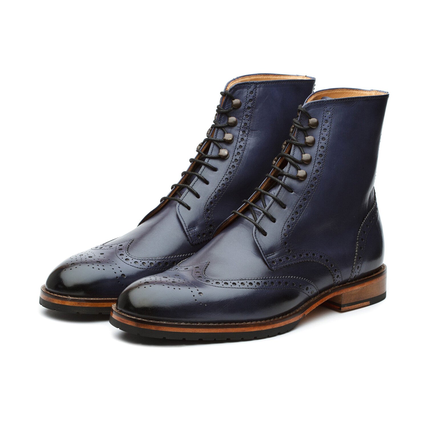 Leather Wingtip Brogue Boot // Blue