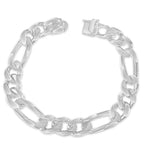 Figaro Solid White/Yellow/Rose Gold Handmade Bracelet , 12mm, 6.5-10 Inch
