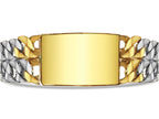 ID Curb Solid White/Yellow/Rose Gold Handmade Bracelet , 27mm, 6.5-10 Inch