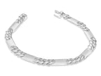 Figaro Bar Solid White/Yellow/Rose Gold Handmade Bracelet , 8mm, 6.5-10 Inch