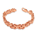 Flat Byzantine Solid White/Yellow/Rose Gold Handmade Bracelet , 11mm, 6.5-10 Inch