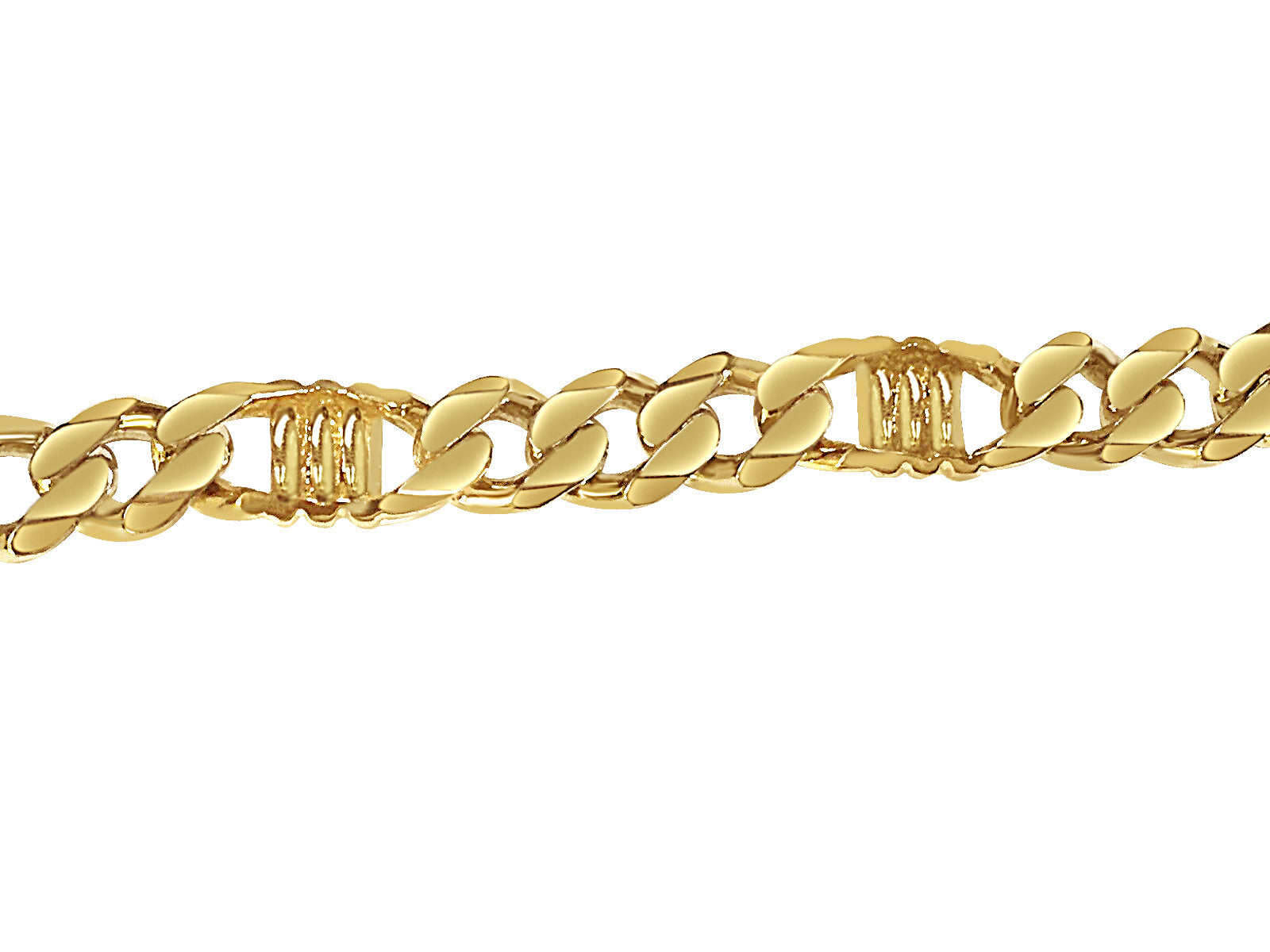 Curb & Bar Solid White/Yellow/Rose Gold Handmade Bracelet , 11mm, 6.5-10 Inch
