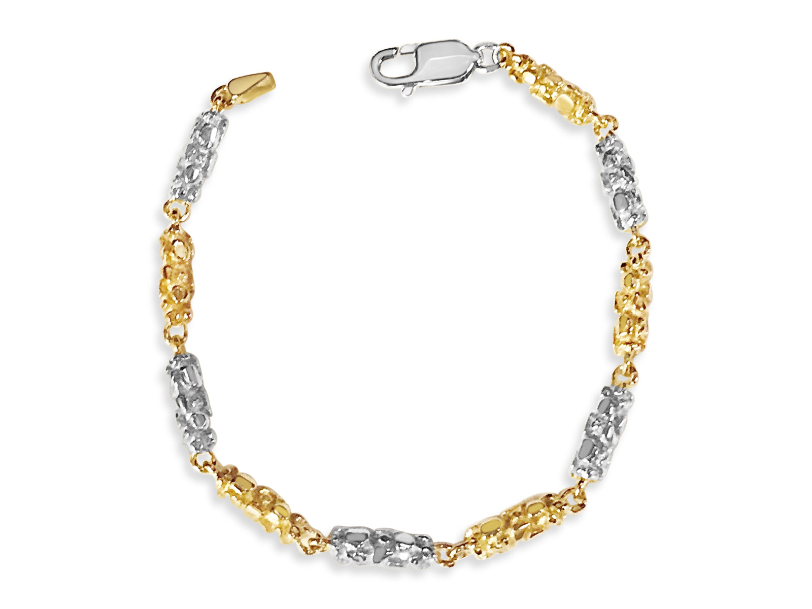 Nugget Solid White/Yellow/Rose Gold Handmade Bracelet , 5mm, 6.5-10 Inch
