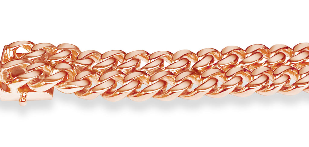 ID Curb Solid White/Yellow/Rose Gold Handmade Bracelet , 16mm, 6.5-10 Inch
