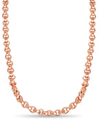 Fancy Rolo Solid White/Yellow/Rose Gold Handmade Necklace , 7mm, 16-30 Inch