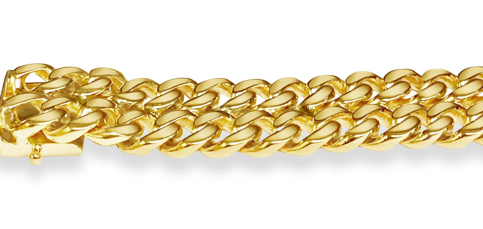 ID Curb Solid White/Yellow/Rose Gold Handmade Bracelet , 16mm, 6.5-10 Inch