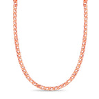 Curb Solid White/Yellow/Rose Gold Handmade Necklace , 7mm, 16-30 Inch