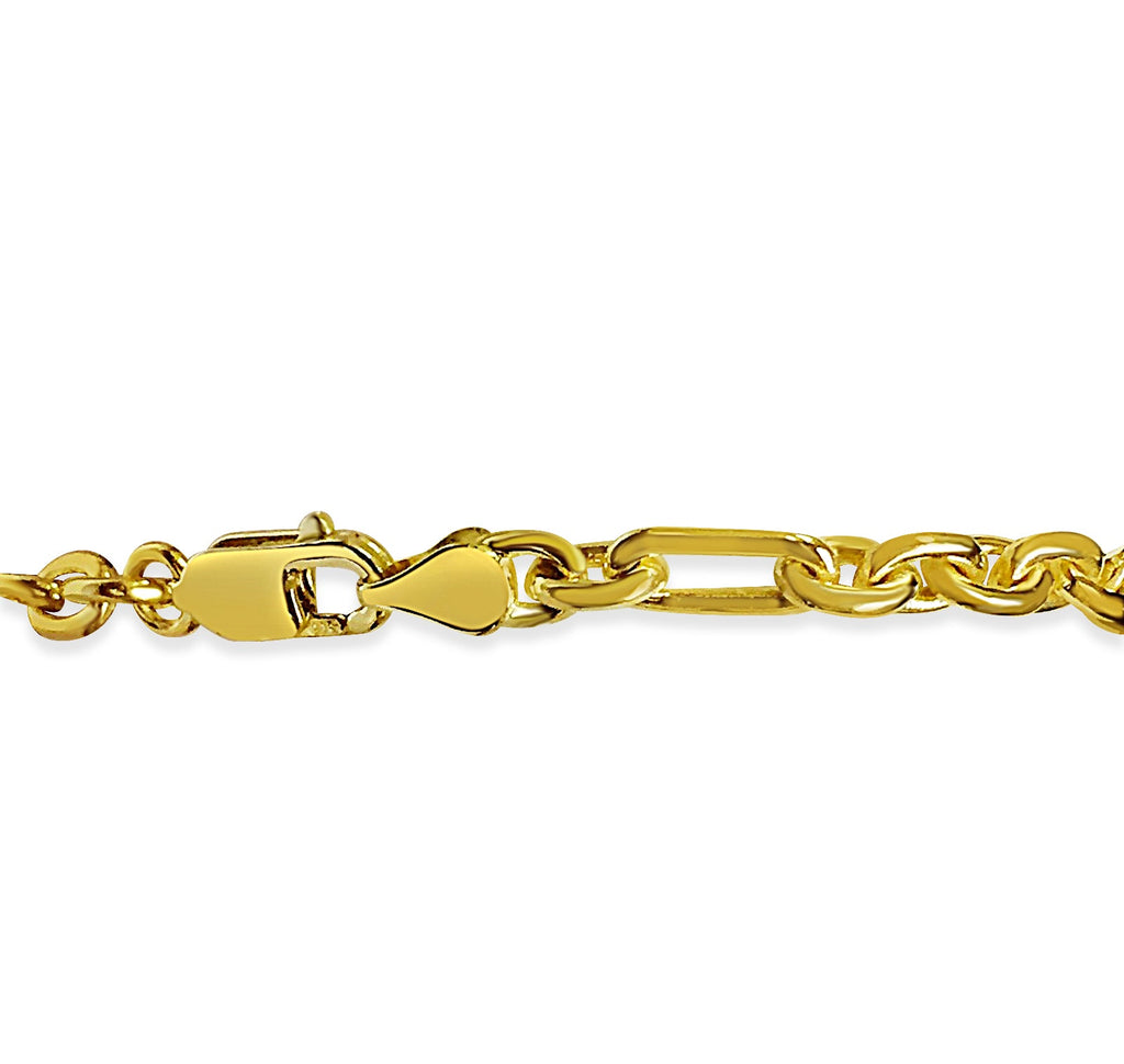 Rolo (Figaro) Solid White/Yellow/Rose Gold Handmade Necklace , 5mm, 16-30 Inch