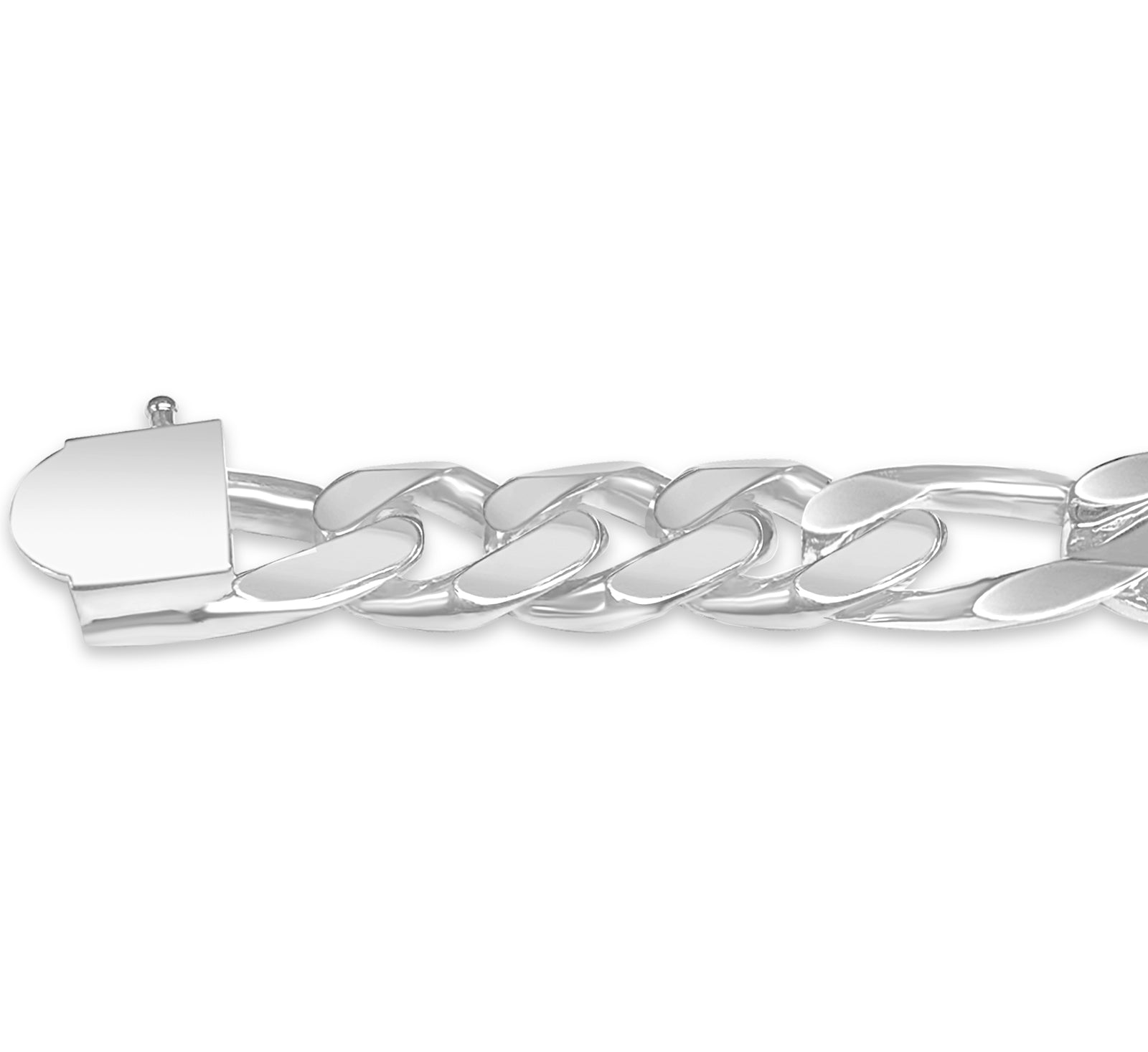 ID Figaro Solid White/Yellow/Rose Gold Handmade Bracelet , 12mm, 6.5-10 Inch