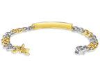 ID Curb Solid White/Yellow/Rose Gold Handmade Bracelet , 9mm, 6.5-10 Inch
