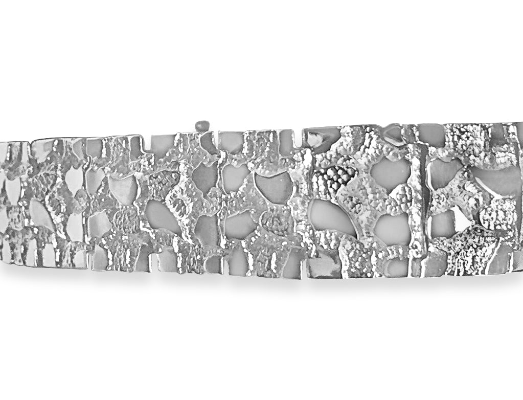 Nugget Solid White/Yellow/Rose Gold Handmade Bracelet , 17mm, 6.5-10 Inch