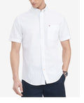Tommy Hilfiger Men's Big & Tall Classic Fit Porter Textured Shirt White Size X-Large