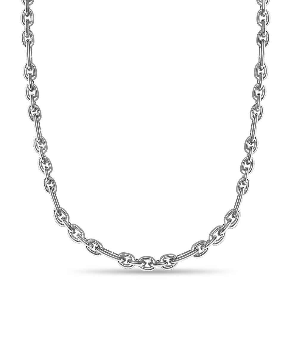 Rolo (Figaro) Solid White/Yellow/Rose Gold Handmade Necklace , 5mm, 16-30 Inch