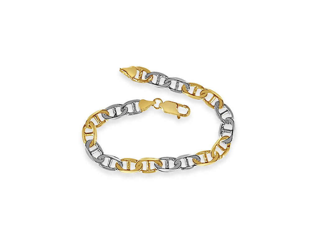 Mariner Solid White/Yellow/Rose Gold Handmade Bracelet , 8mm, 6.5-10 Inch