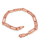 Figaro Infinity Solid White/Yellow/Rose Gold Handmade Bracelet , 6mm, 6.5-10 Inch