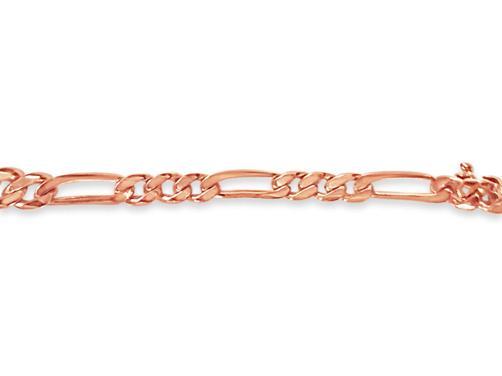 Figaro Solid White/Yellow/Rose Gold Handmade Bracelet , 5mm, 6.5-10 Inch