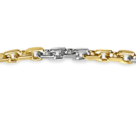 Fancy Rolo Solid White/Yellow/Rose Gold Handmade Bracelet , 7mm, 6.5-10 Inch