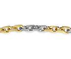 Fancy Rolo Solid White/Yellow/Rose Gold Handmade Bracelet , 7mm, 6.5-10 Inch