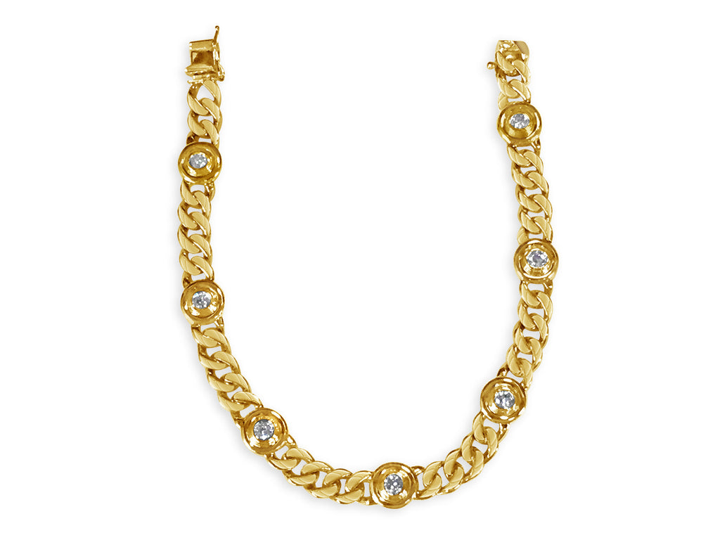 Curb Solid White/Yellow/Rose Gold Handmade Bracelet , 8mm, 6.5-10 Inch