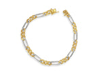 Figaro Solid White/Yellow/Rose Gold Handmade Bracelet , 5mm, 6.5-10 Inch