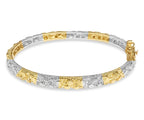Nugget Bangle Solid White/Yellow/Rose Gold Handmade Bracelet , 5mm, 6.5-10 Inch
