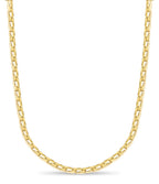 Curb Solid White/Yellow/Rose Gold Handmade Necklace , 9mm, 16-30 Inch