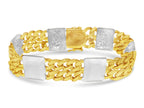 Curb & Bar Solid White/Yellow/Rose Gold Handmade Bracelet , 17mm, 6.5-10 Inch