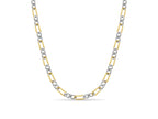 Figaro Solid White/Yellow/Rose Gold Handmade Necklace , 7mm, 16-30 Inch