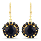 11.37 Carat Dyed Sapphire and Blue Sapphire .925 Sterling Silver Earrings