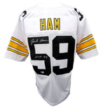 Jack Ham HOF Signed/Inscr White Steelers Custom Football Jersey Becket 192383