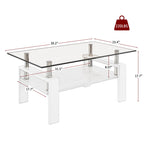 Modern Rectangular Coffee Table With Tempered Transparent