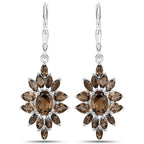 16.36 Carat Genuine Smoky Quartz .925 Sterling Silver 3 Piece Jewelry Set (Ring, Earrings, and Pendant w/ Chain)