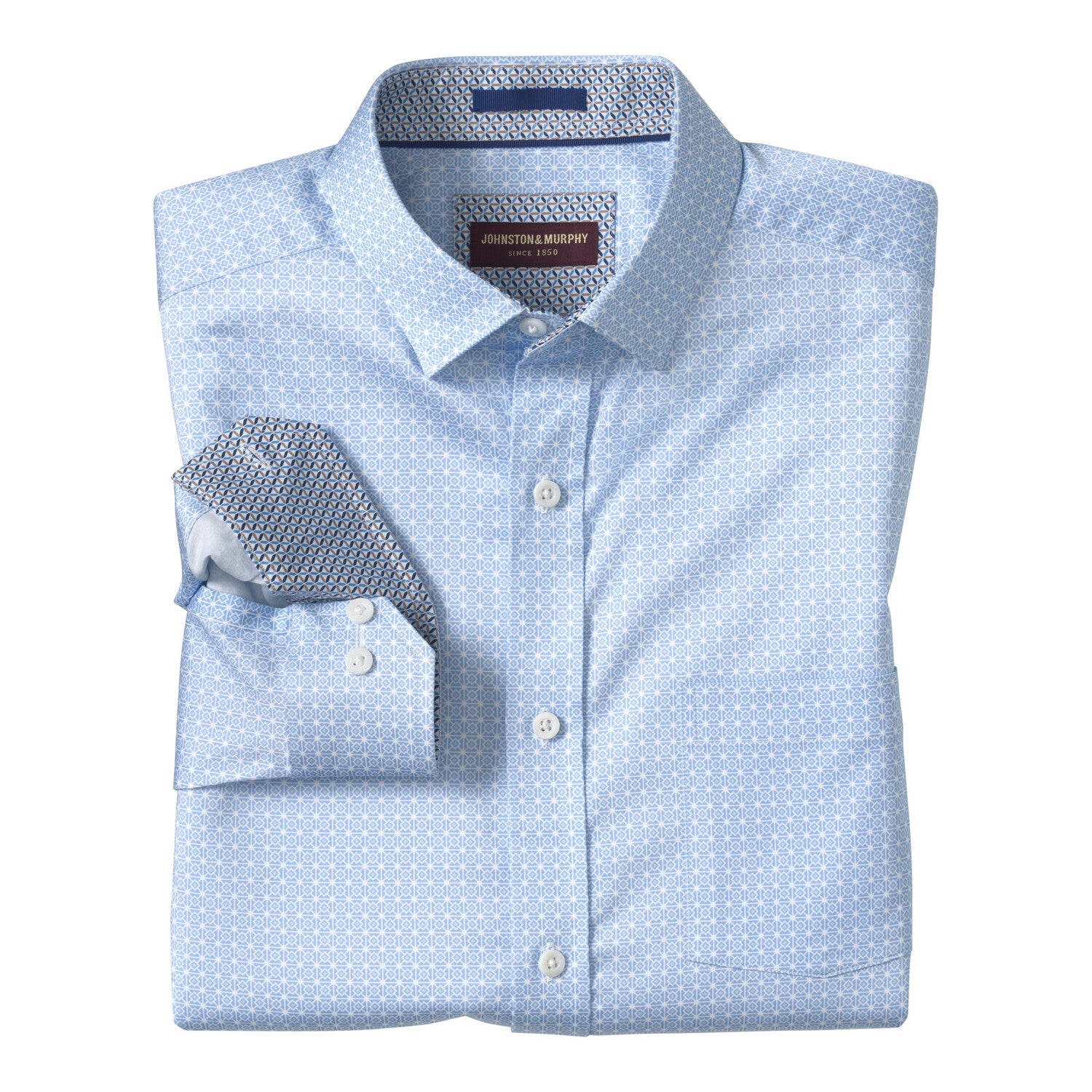 Logan Printed Long-Sleeve Shirt // Blue Layered Diamond