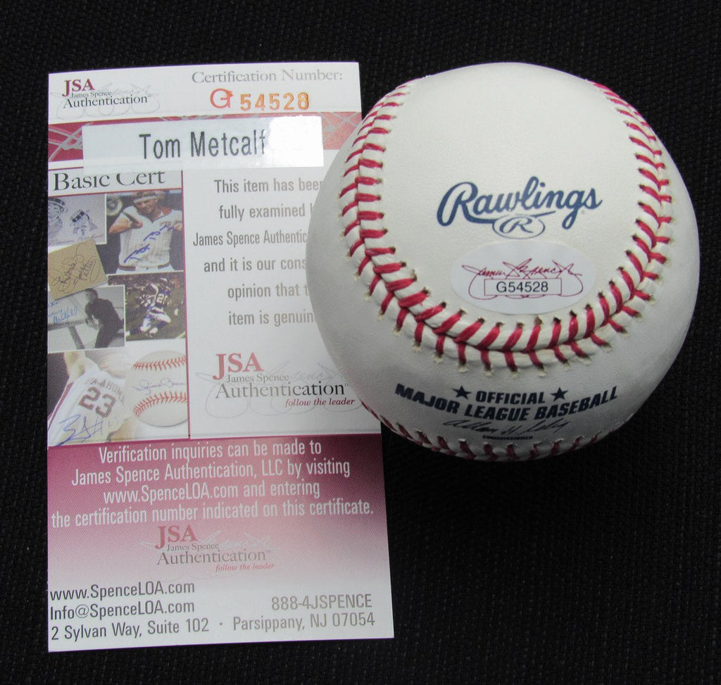 Tom Metcalf Signed/Auto Yankees 100th OML Baseball JSA  186912