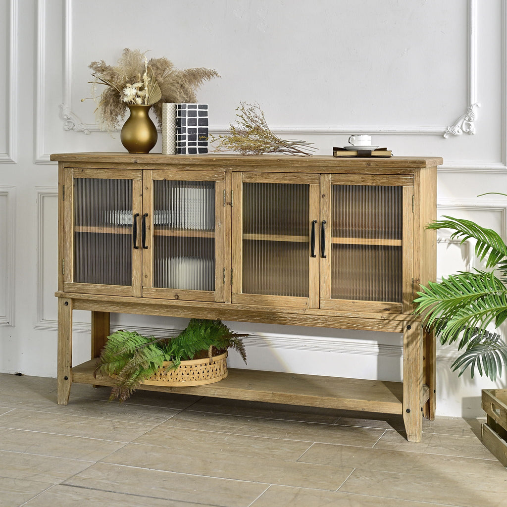 Rectangle Accent Sideboard Cabinet With Storage Shelf - Natural Wood