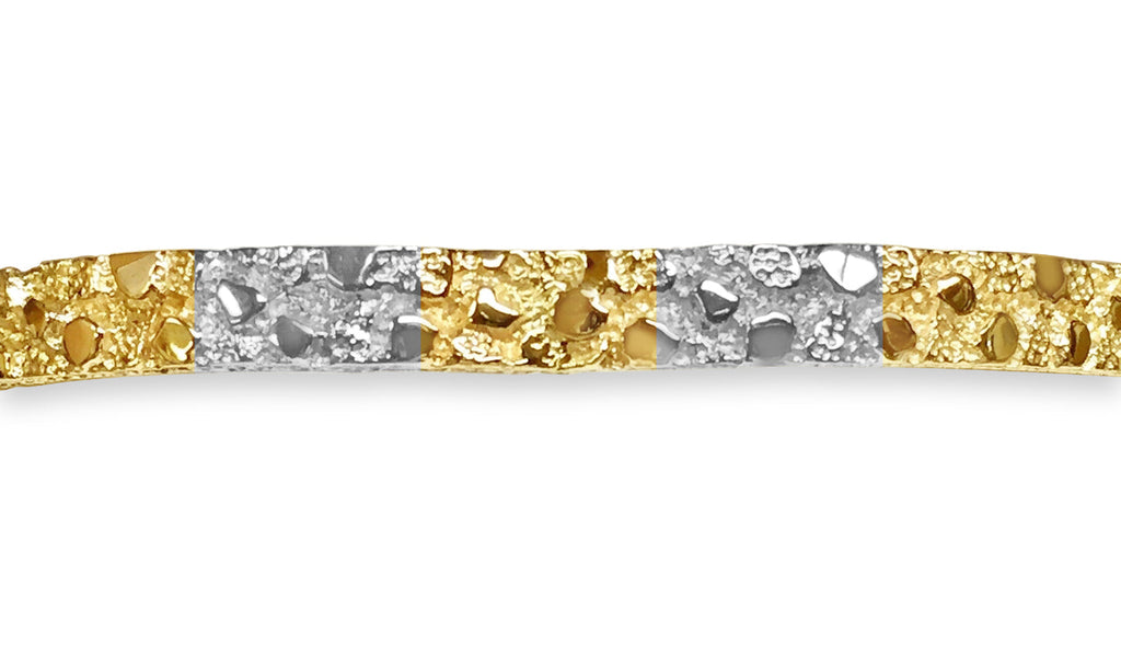 Nugget Bangle Solid White/Yellow/Rose Gold Handmade Bracelet , 7mm, 6.5-10 Inch